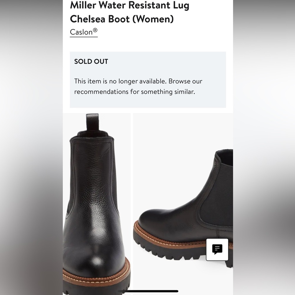 Caslon Miller Water Resistant Lug Chelsea Boot (Women) sz 8 black